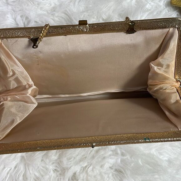 Vintage Gold Evening Handbag Purse & Matching Set of Gloves - Picture 10 of 14